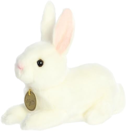 Aurora Realistic American White Rabbit Stuffed Animal - 8 Inches