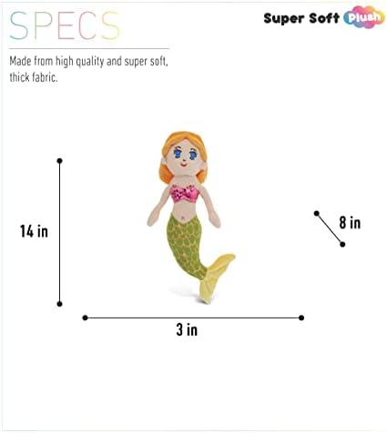 DolliBu 14 Inch Plush Mermaid Stuffed Animal