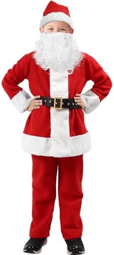 Kids Santa Costume 5Pcs - Festive Christmas Suit for Children