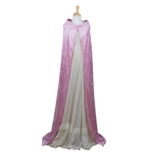 Light Pink Crushed Velvet Hooded Cape for All Sizes