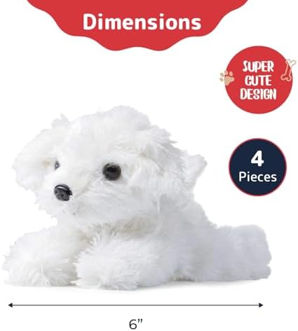 PREXTEX Stuffed Puppies Set of 4 6 Inch Plush Toys for Kids