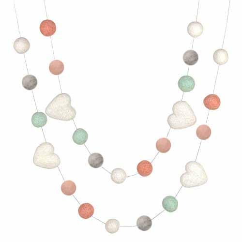 Felt Ball and Heart Garland - 1 Wool Felt Balls