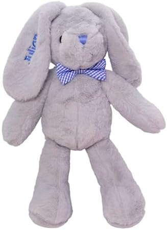 DIBSIES Personalized Hoppity Floppity Bunny 18-inch Gray with Blue Bowtie