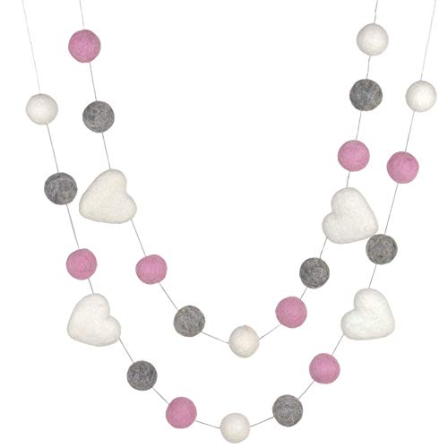 Matthew Mae Heart Felt Garland - 100 Wool Decor