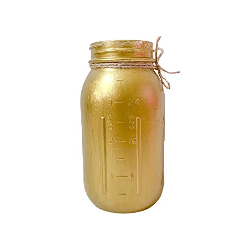 Gold Mason Jar - Hand Painted 32 oz Party Centerpiece
