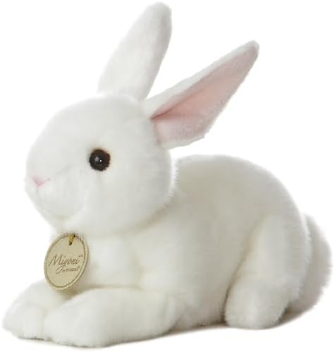 Aurora Realistic American White Rabbit Stuffed Animal - 8 Inches