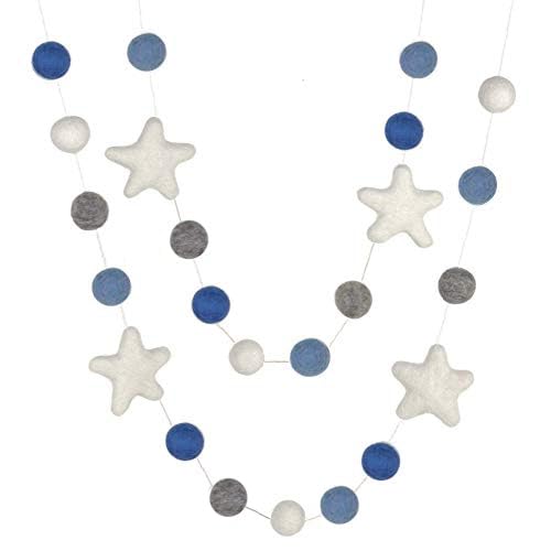 Felt Ball Star Garland - 1 Balls 2 Stars - Winter Decor