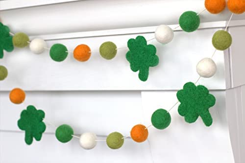 Shamrock Garland for St Patricks Day - Felt Balls and Shamrocks