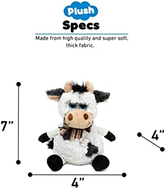 DolliBu Plush Cow Stuffed Animal - 7 Inch Huggable Cow Toy