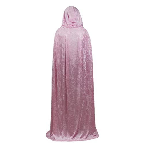 Light Pink Crushed Velvet Hooded Cape for All Sizes
