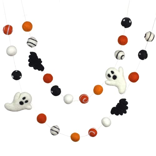 Handmade Halloween Felt Garland - 1 Balls - Ghost Bat Design