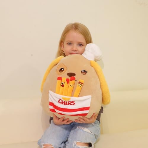 Hopearl Cute Chef Dog Plush Toy with Chips 1