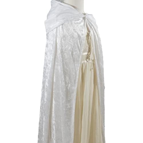 White Crushed Velvet Hooded Cape for All Ages