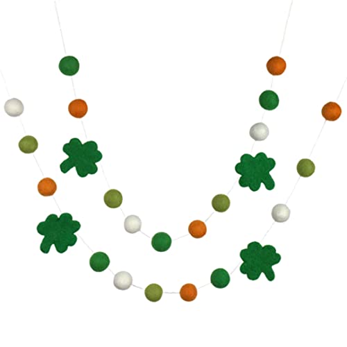 Shamrock Garland for St Patricks Day - Felt Balls and Shamrocks