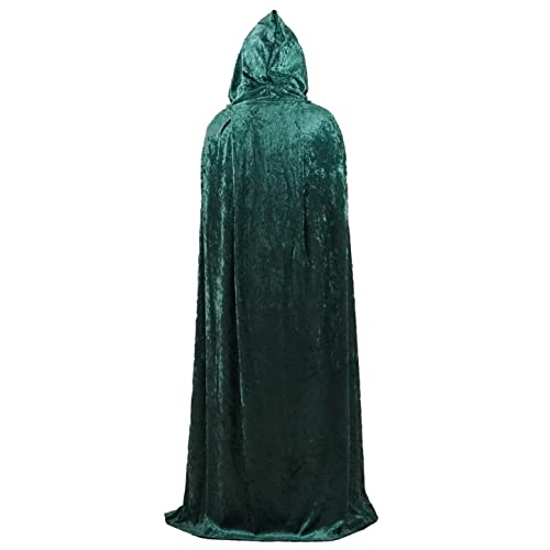 Hunter Emerald Green Crushed Velvet Full Length Hooded Cape