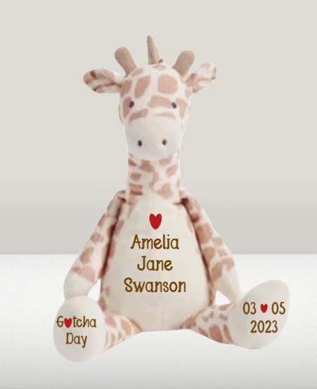 Personalized Plush Giraffe for Adoption Celebration