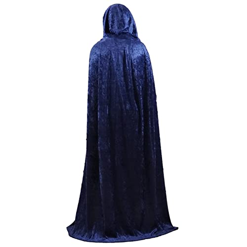 Dark Blue Navy Velvet Hooded Cape for All Ages