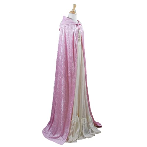 Light Pink Crushed Velvet Hooded Cape for All Sizes