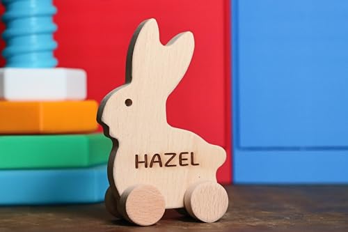 Wooden Puppy Push Toy Personalized Baby Gift