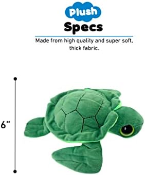 DolliBu Plush Sea Turtle - 6 Inch Huggable Big Eye Toy