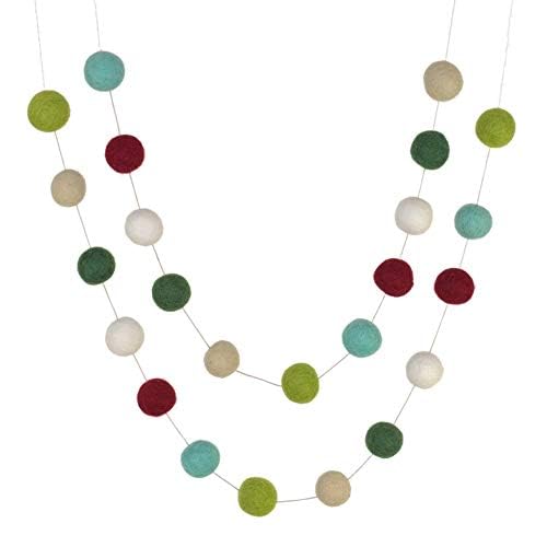 Handmade Felt Christmas Garland - 1 Balls - BurgundyTurquoiseGreen