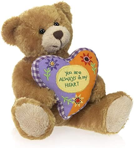 Plushland Stuffed Mocha Heart Bear - 6 Inches Plush Toy