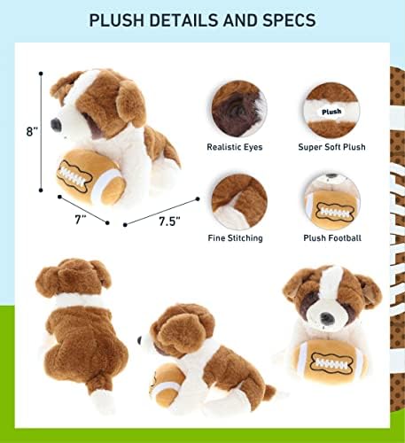 DolliBu St Bernard Dog Plush with Football - 8 Inches