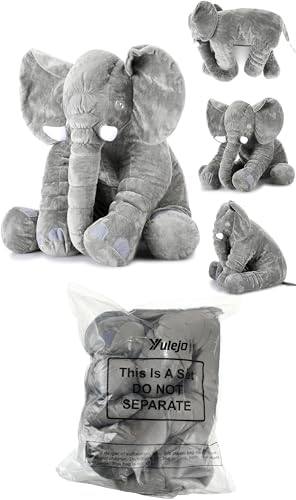 Yulejo Giant Gray Elephant Plush Toy for Kids