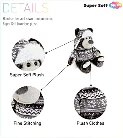 DolliBu Plush Black Bear with Hat and Sweater 1