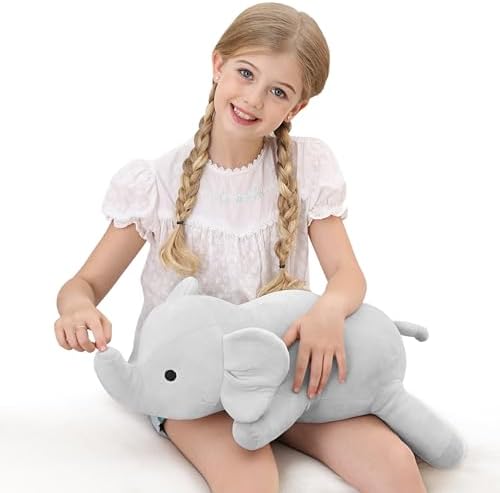24 Grey Elephant Weighted Plushie for Relaxation