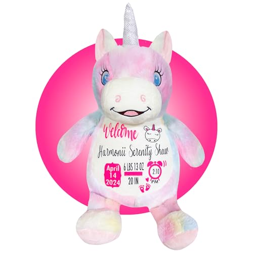 Personalized Unicorn Birth Stat Stuffed Animal - 185 Tall