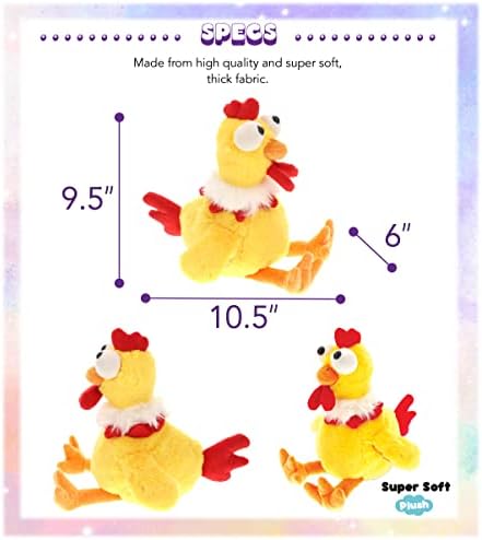 DolliBu Plush Rooster Toy - Soft Huggable Sitting Yellow Farm Animal