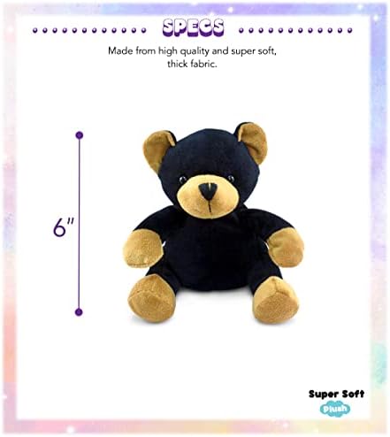 DolliBu Plush Black Bear - Soft Huggable 6 Inch Stuffed Animal