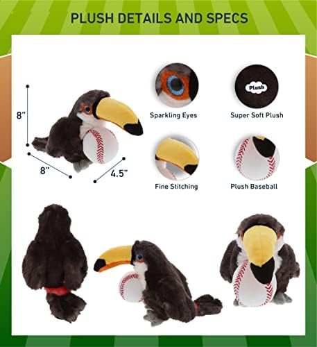 DolliBu Toucan Plush with Baseball - 8 Inches