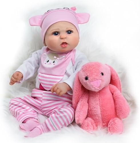 BABESIDE Reborn Baby Doll with 8pcs Clothes and Bassinet