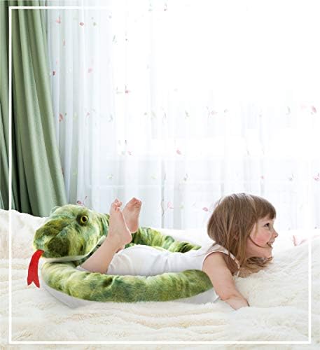 DolliBu Green Snake Giant Plush Pillow 112 Inches Long