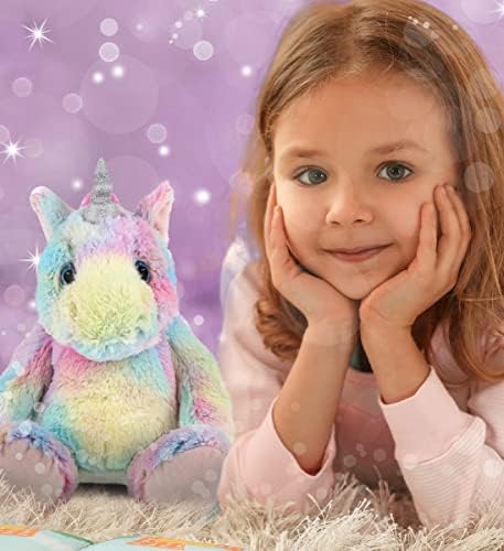 DolliBu Plush Unicorn Stuffed Animal - 9 Inch Huggable Rainbow Toy