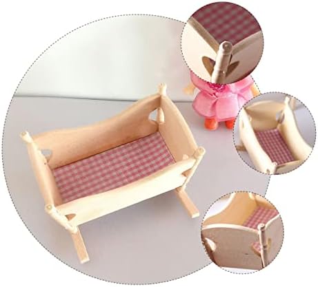 CIYODO Mini Wooden Cradle Model for Dollhouse 1