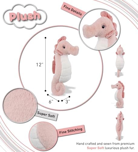 DolliBu Rose Seahorse 12 Inch Super Soft Plush Toy