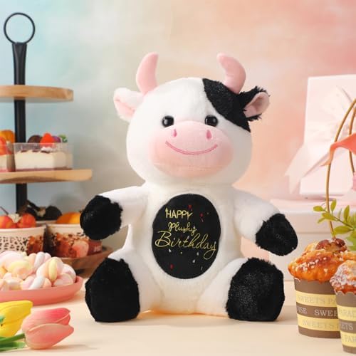 HyDren 98 Inch Happy Birthday Cow Plush Toy