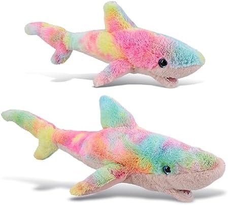 DolliBu Rainbow Plush Shark Stuffed Toys 2 Pack