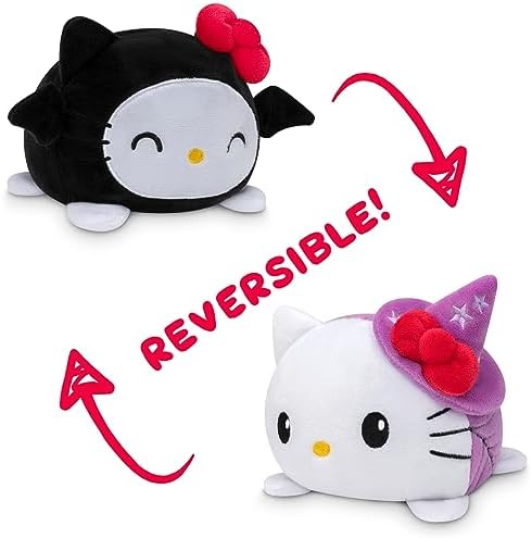 TeeTurtle Witch Bat Hello Kitty Plushie - Reversible Sensory Fidget Toy
