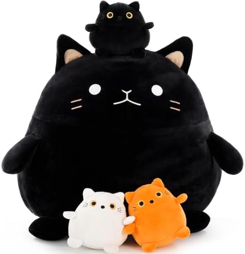 BENINI 4Pcs Giant Black Cat Plush Set
