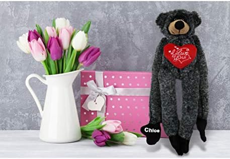 DolliBu I Love You Valentine Black Bear Plush - 21 Inches