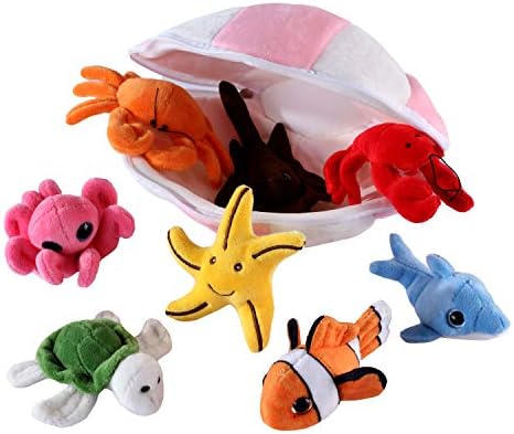 PELATOS Plush Sea Animals Playset with Storage Shell House