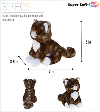 DolliBu Brown Cat Plush Toy - 7 Inches Huggable Soft Stuffed Animal