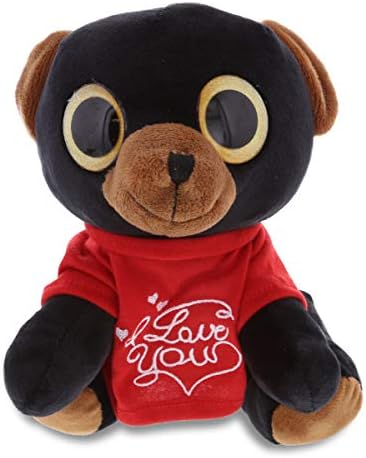 DolliBu I Love You Valentine Plush Black Bear - 8 Inches