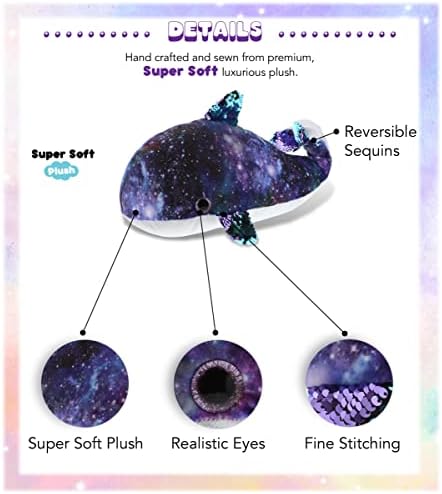 DolliBu Whale Sequin Space Plush Toy 13 Inch