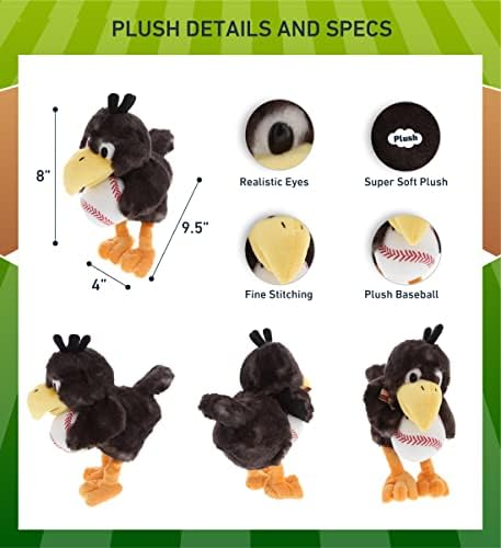 DolliBu Sitting Crow Plush with Baseball - 95 Inches