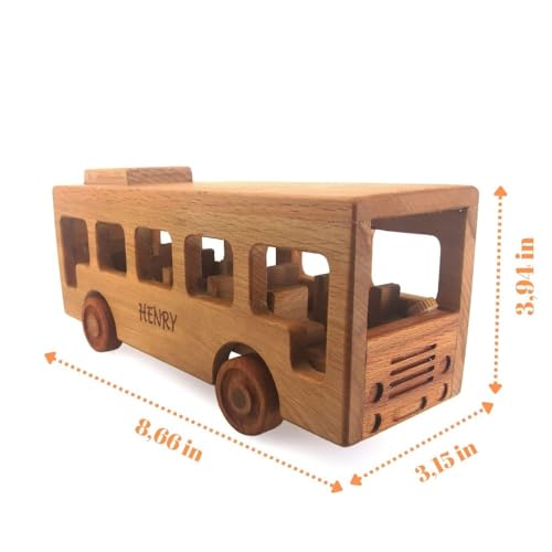 Personalized Wooden School Bus Toy for Toddlers